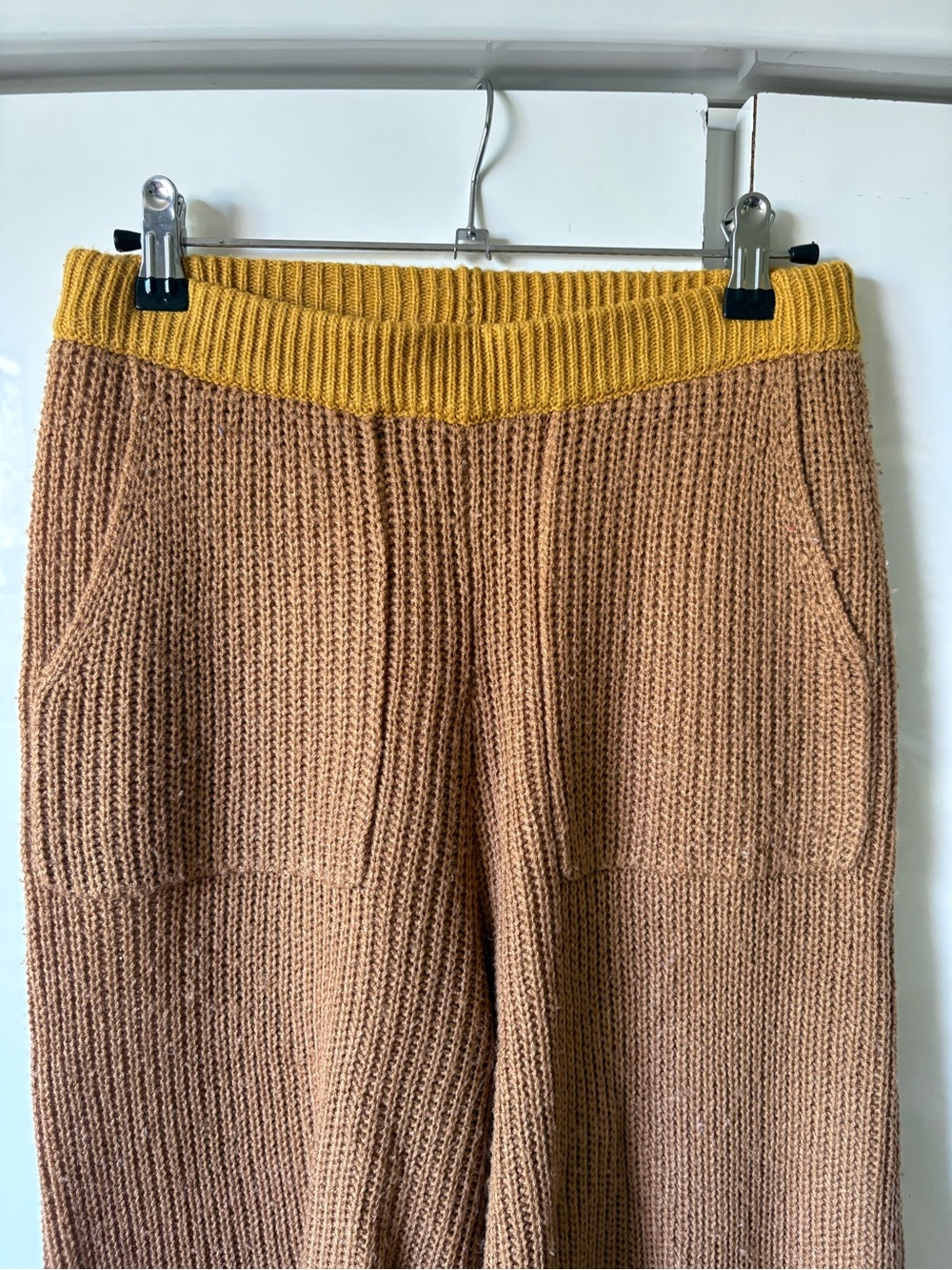 Knit Pull-On Pants with Mustard Waistband